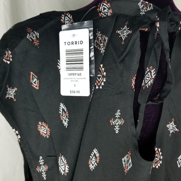 Torrid Romper Black Women size 3 aztec one piece - Picture 4 of 5